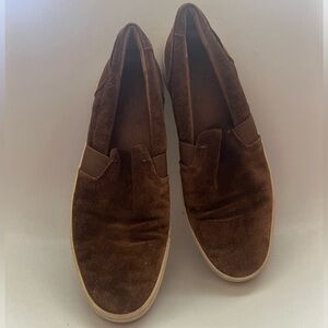 Frye Ivy Suede slip-on sz 9 leather sneaker in cognac